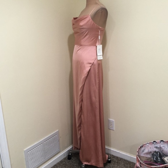 NWT Stacees Formal Maxi Dress Size 4 Blush Pink Cowl Neck Gown - Picture 4 of 10